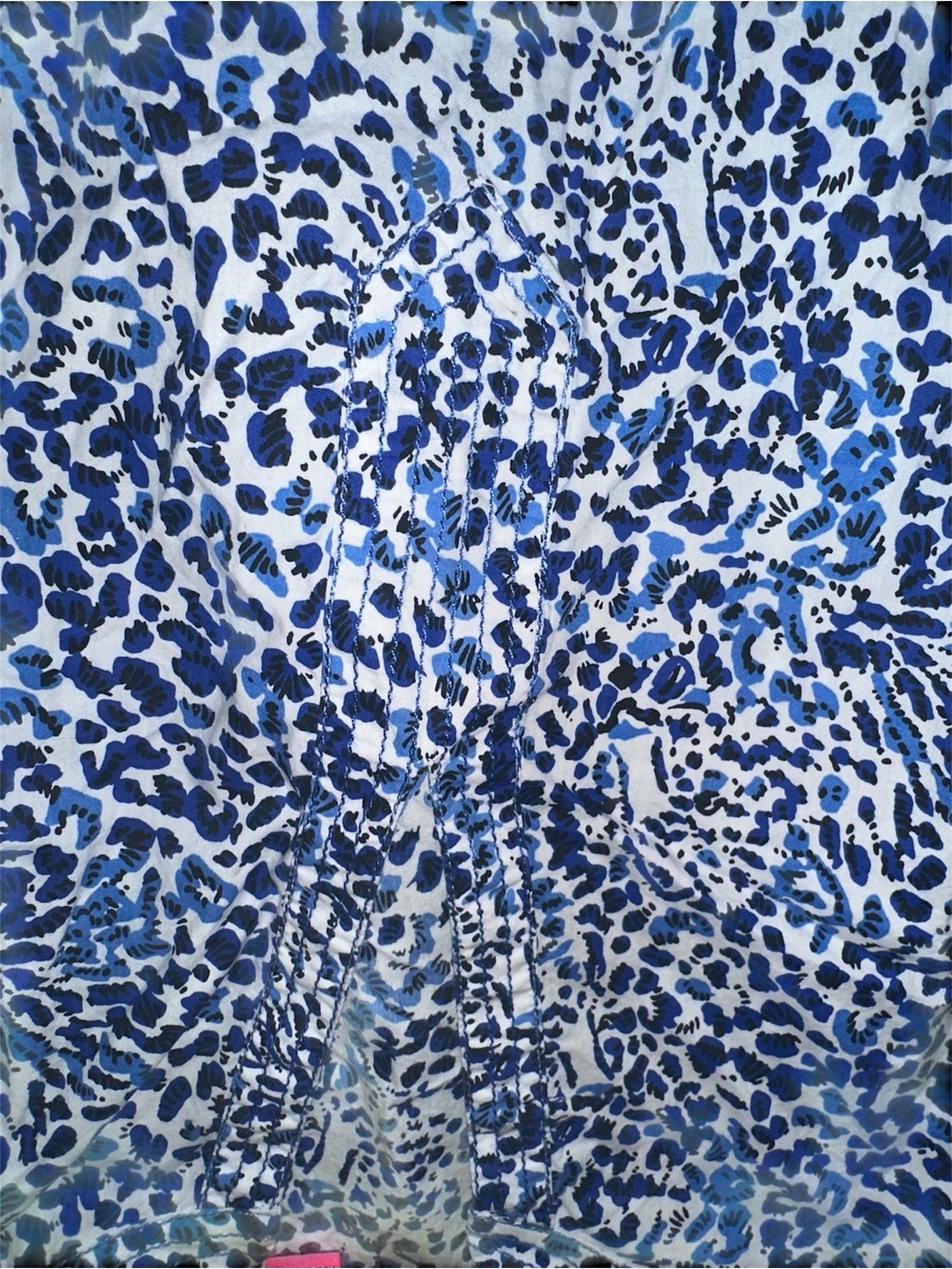 Lilly Pulitzer Blue and White Leopard-Print Wide-Leg Pant with Matching Top - Picture 4 of 5